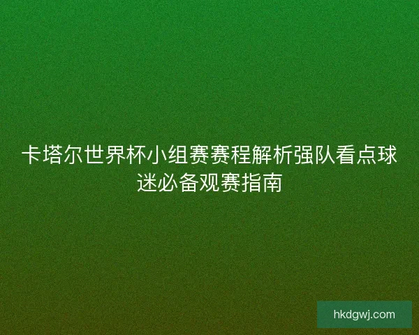 卡塔尔世界杯小组赛赛程解析强队看点球迷必备观赛指南